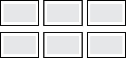 set med sex fyrkantiga digitala ramar, affischer i ram på väggen för din design och reklam. vektor