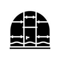 Polycarbonat-Gewächshaus-Glyphen-Symbol-Vektorillustration vektor