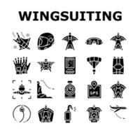 Wingsuiting-Sportsammlungsikonen stellten Vektor ein