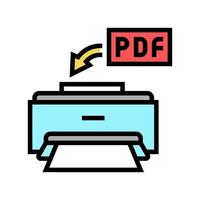 Drucken von pdf-Datei-Farbsymbol-Vektorillustration vektor