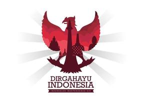 glücklicher unabhängigkeitstag von indonesien vektorillustration. rotes und weißes Themensymbol der Landesflagge. fit für Vorlagenbanner, Poster, Hintergrund, Hintergrund. Vektor eps 10.