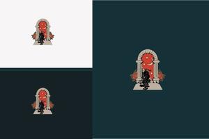 schwarzer panther und rote blumen vector illustrationsdesign