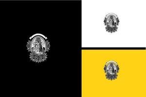 Logo-Design Blumen Vektor schwarz und weiß