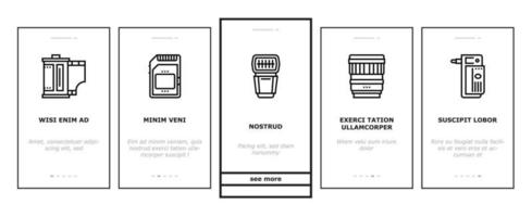 Onboarding-Symbole für Fotografiegeräte setzen Vektor