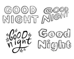 gute nacht typografie illustration set kostenloser vektor