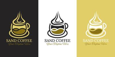 sandkaffe. kaffe logotyp design vektor