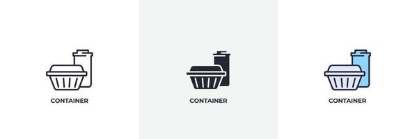 Container-Symbol. Linie, solider und gefüllter Umriss bunte Version, Umriss und gefülltes Vektorzeichen. ideensymbol, logoillustration. Vektorgrafiken vektor