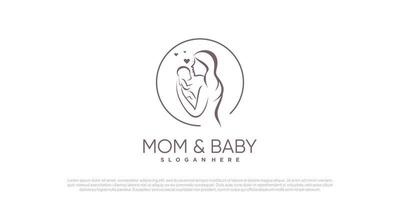 Mama und Baby-Logo-Design-Vektor mit kreativem, einzigartigem Konzept vektor