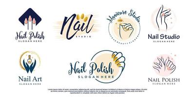 Nagellack-Symbol-Logo-Design-Vektor mit kreativem abstraktem Konzept-Premium-Vektor vektor