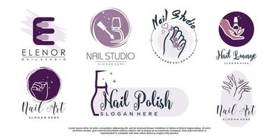 Beauty-Nagel-Logo-Design-Vektor mit kreativem Element-Konzept-Premium-Vektor vektor