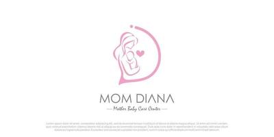 Mama und Baby-Logo-Design-Vektor mit kreativem, einzigartigem Konzept vektor