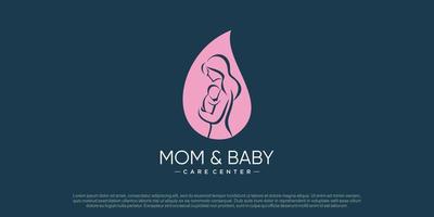 Mama und Baby-Logo-Design-Vektor mit kreativem, einzigartigem Konzept vektor