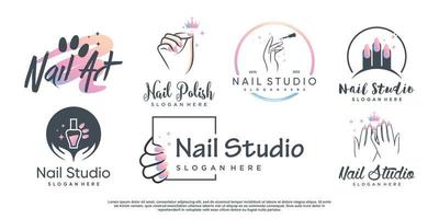 nagellack ikon logotyp design vektor med kreativa abstrakt koncept premium vektor