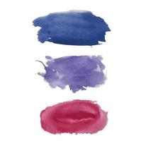 abstraktes, modernes, handgemaltes Design mit Aquarell-Flecken-Label-Pinselstrich blau, rosa, lila Wolke, isoliert auf weiß. Vektor verwendet als dekorative Designkarte, Fahne, Plakat, Abdeckung, Broschüre
