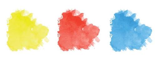 abstraktes modernes handgemaltes Design mit Pinselstrich blau, gelb, rote Wolke, isoliert auf weiß. Vektor verwendet als dekorative Designkarte, Fahne, Plakat, Abdeckung, Broschüre