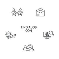 Finden Sie einen Job-Icons-Set. Finden Sie ein Job-Pack-Symbol, Vektorelemente für das Infografik-Web vektor