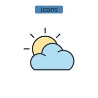 Sonnensymbole gesetzt. Sun-Pack-Symbol-Vektorelemente für Infografik-Web vektor