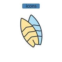 Surf-Icons gesetzt. Surf Pack Symbol Vektorelemente für Infografik Web vektor