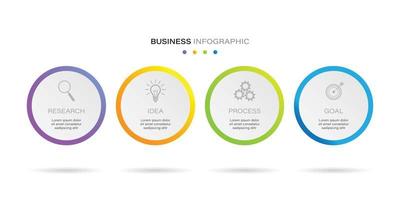 Business Infografik Kreisform vier Option, Prozess oder Schritt für die Präsentation. kann für Präsentationen, Workflow-Layout, Banner und Webdesign verwendet werden. Geschäftskonzept mit 4 Optionen, Schritten, Teilen. vektor