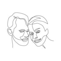 vektor illustration av ett par i kärlek ritade i linje konst stil
