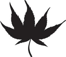 svart cannabisblad. siluett av cannabis vektor