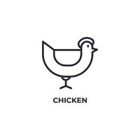 vektor tecken på kyckling symbol är isolerad på en vit bakgrund. ikon färg redigerbar.