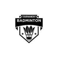 Premium-Badminton-Federball-Abzeichen-Logo vektor