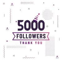 Danke 5000 Follower, 5.000 Follower feiern modernes, farbenfrohes Design. vektor