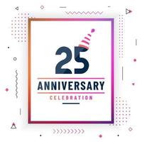 25 års jubileum gratulationskort, 25 års firande bakgrund gratis vektor. vektor