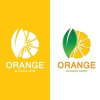 Logo-Symbolvektor für frische Orangenfrüchte, Limettenscheibe vektor