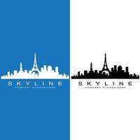 city skyline, skyskrapa för urban fastighetsbyggnad logotyp design vektor