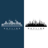 city skyline, skyskrapa för urban fastighetsbyggnad logotyp design vektor