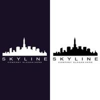 city skyline, skyskrapa för urban fastighetsbyggnad logotyp design vektor