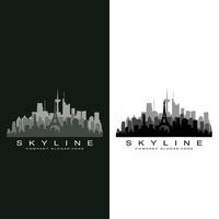 city skyline, skyskrapa för urban fastighetsbyggnad logotyp design vektor