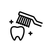 tandborste rengör tand ikon vektor kontur illustration
