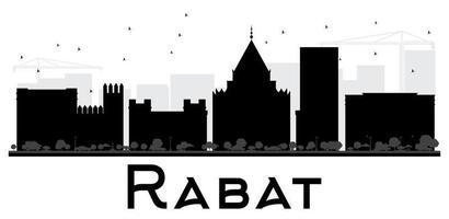 schwarze und weiße Silhouette der Skyline der Stadt Rabat. vektor