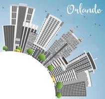 orlando skyline mit grauen gebäuden, blauem himmel und kopierraum. vektor