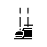 Schaufel und Besen zum Reinigen von Staub-Glyphen-Symbol-Vektorillustration vektor