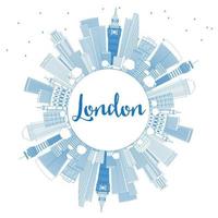 disposition london skyline med blå byggnader och kopiera utrymme. vektor