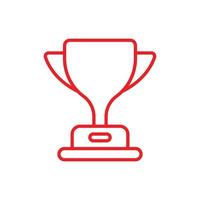 eps10 rotes Vektor-Trophäen-Cup-Liniensymbol isoliert auf weißem Hintergrund. Gewinnertrophäensymbol in einem einfachen, flachen, trendigen, modernen Stil für Ihr Website-Design, Logo, Piktogramm, ui und mobile Anwendung vektor