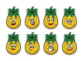 Cartoon-Ananas-Charakter-Sammlung-Vektor-Symbol vektor