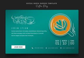 Banner-Vorlage mit Strichzeichnungen des Espresso-Kaffee-Designs für das Design des internationalen Kaffeetages vektor