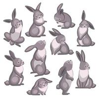 niedliche Kaninchen-Icon-Set vektor