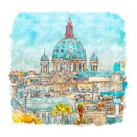 paris frankreich aquarellskizze handgezeichnete illustration vektor