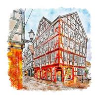 marburg tyskland akvarell skiss handritad illustration vektor