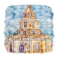 torino turin italien aquarellskizze handgezeichnete illustration vektor