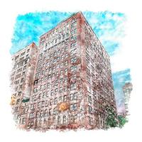 architektur new york aquarell skizze handgezeichnete illustration vektor