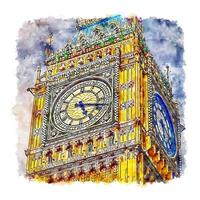 london großbritannien aquarell skizze handgezeichnete illustration vektor