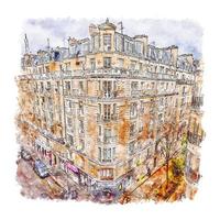 paris frankreich aquarellskizze handgezeichnete illustration vektor