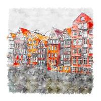 deutschland humburg aquarellskizze handgezeichnete illustration vektor